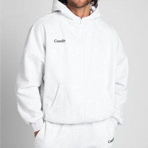 Men's Light Grey Zip Up Hoodie
